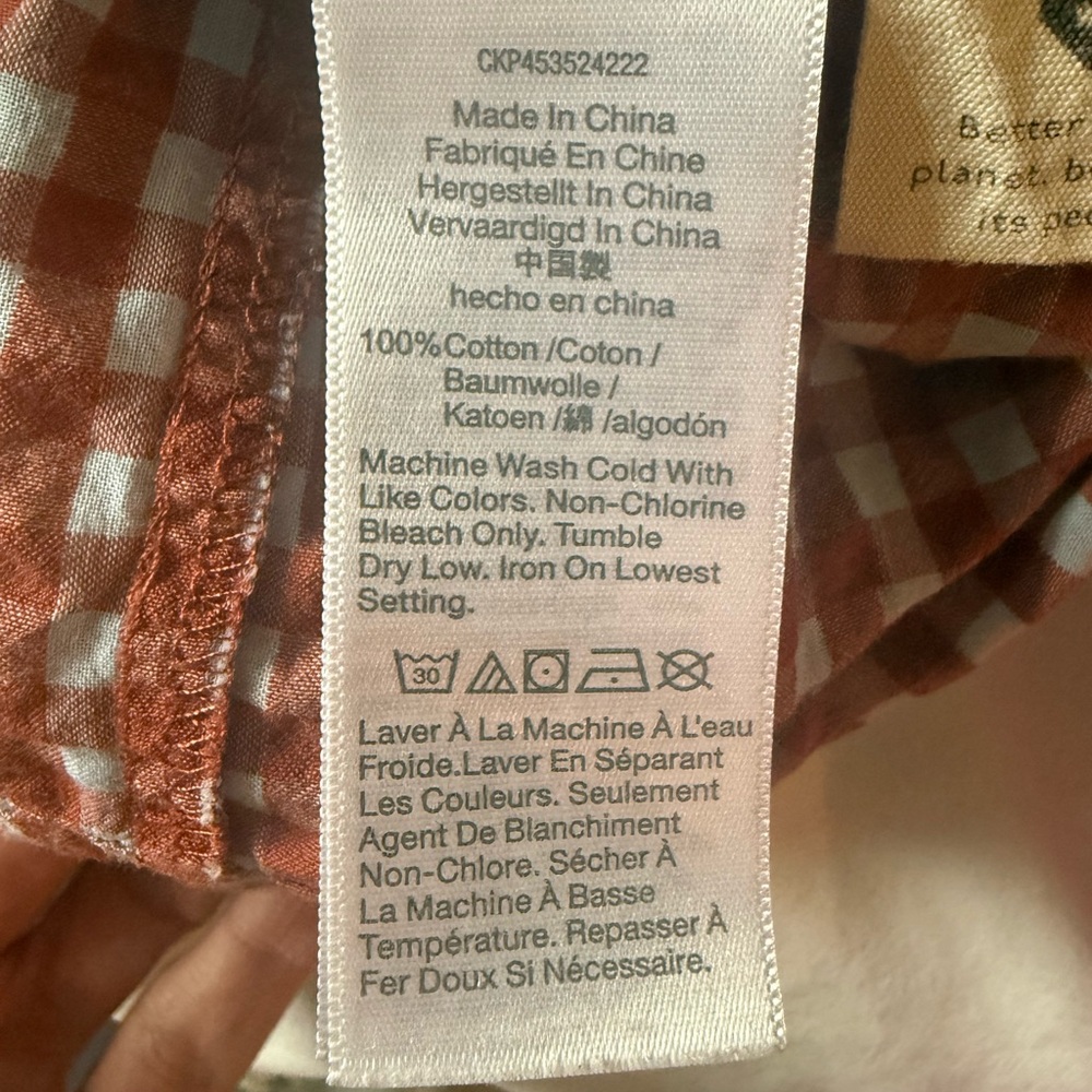 Madewell Rust Gingham Square-Neck Button Blouse - image 9